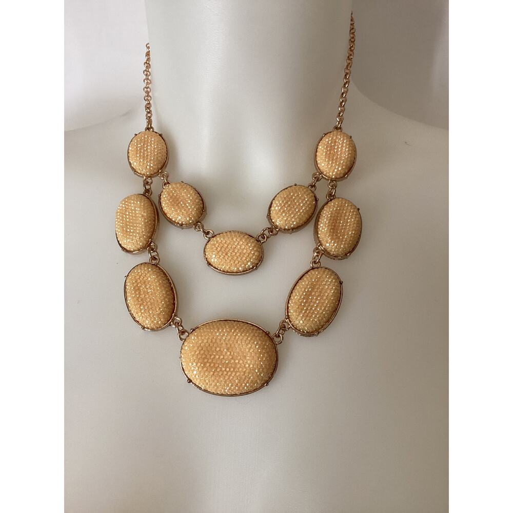 1809 NWT Para Ti NY 18" Gold Necklace with Yellow Stones and Matching Earrings